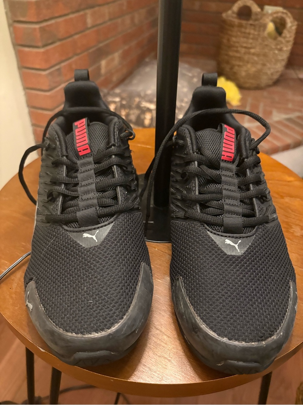 Puma Black Mesh Athletic Sneakers with Ref Logo